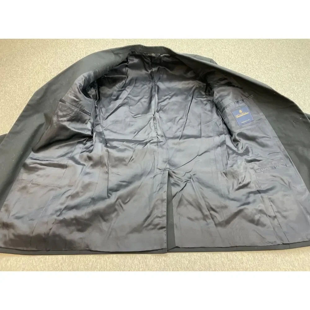 Brooks‎ Brothers Blazer Mens 38R Navy Blue Cotton Blend 3-Button Suit Jacket